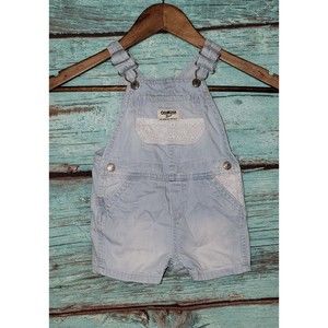 OshKosh 18M Denim Jean Overalls Lace Pattern Front Light Wash